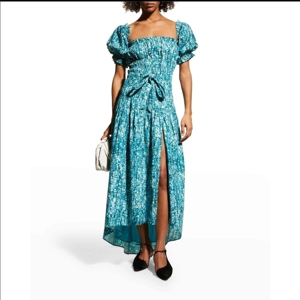 Love the Label Amelia Off The Shoulder Dress Aphrodite Turquoise Brunch Smocked